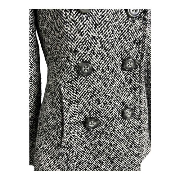 Aeropostale Black White Pea Coat Jacket Stroller Preppy Princess Cut Hooded M - Picture 4 of 9